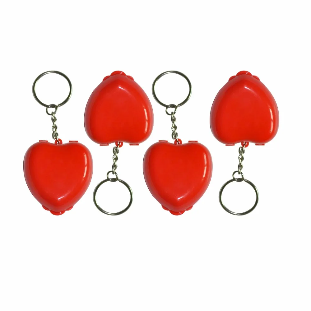 50cps/lot New Cpr Face Shield Red Hearted Shape Boxed With Keychain Mouth to Mouth Breath Rescue Heart Recovery Life Aid