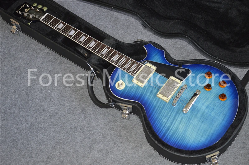 

New Arrival China OEM Black Pickguard Suneye LP Standard Electric Guitars In Blue With Guitar Case Left Handed Custom Available