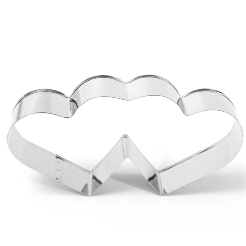Lovely Double Heart Cookies Cutter Cake Mold Sweet Love Cake Pastry DIY Mould Baking Tools Stainless Steel Metal Valentine's Day