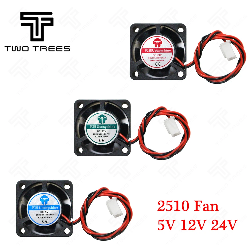 

3D Fan Module 2510 2Pin Mini Cooling Fan 2510 (25x25x10mm) Small Exhaust Fan for 3D Printer 2510 5V/12V24V 3d fan module