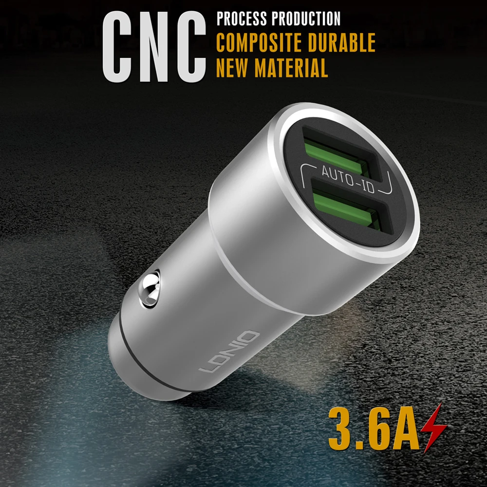 50 PCS/Lot Car Charger Dual USB Output 3.6A Fast Charging Mobile Phone