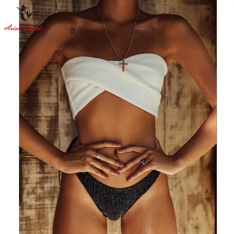 Online Ariel Sarah Off Schulter Bikini Set Bling Bling Bademode Frauen Biquini Feste Badeanzug Badeanzug Frauen Monokini Strand Tragen