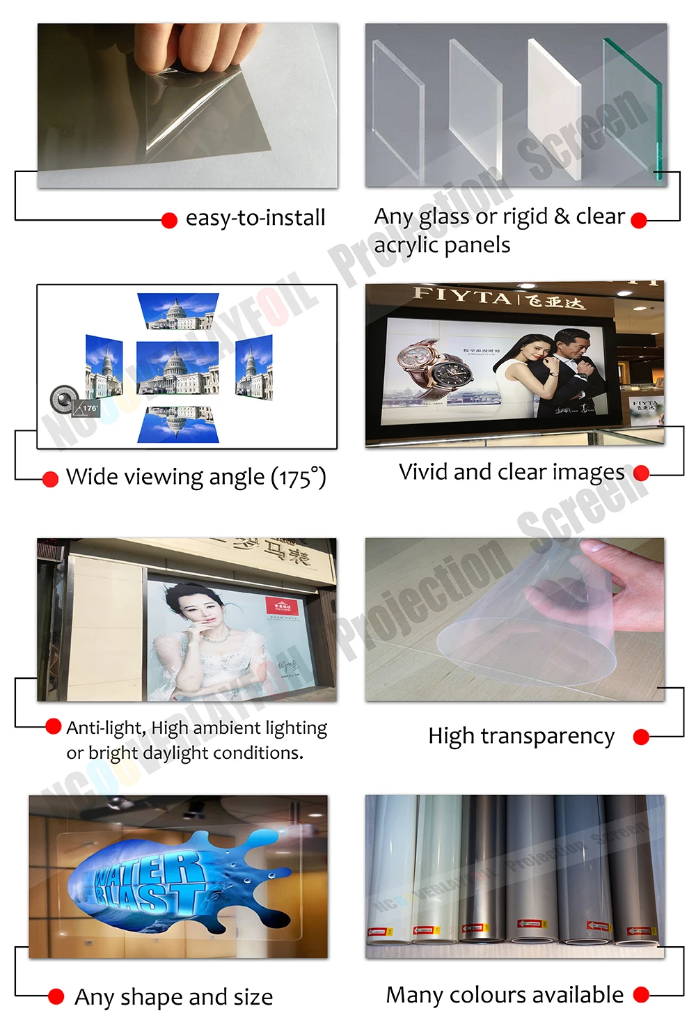 Прозрачный 5 метров x 1,524 метров прозрачная задняя проекционная пленка для голограммы дисплея рекламы