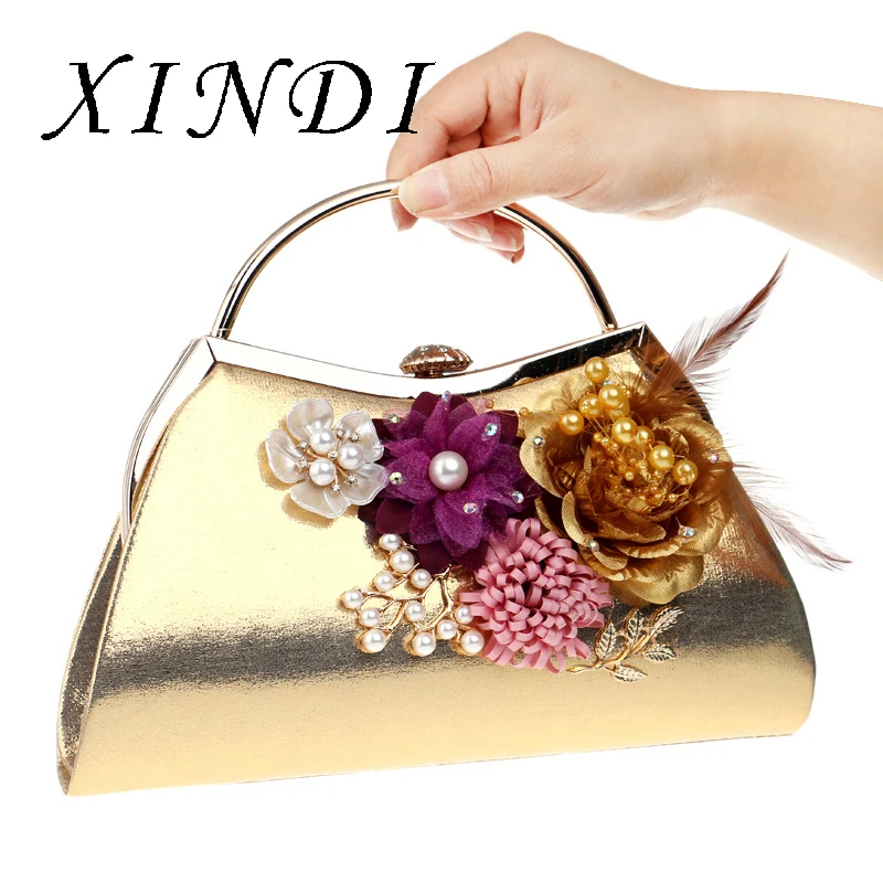 

Leaf Diamonds Beaded Handmade Style Lady Clutches Feather Fashion Flower Women Evening Bags Small Purse Ladies hand bag Female