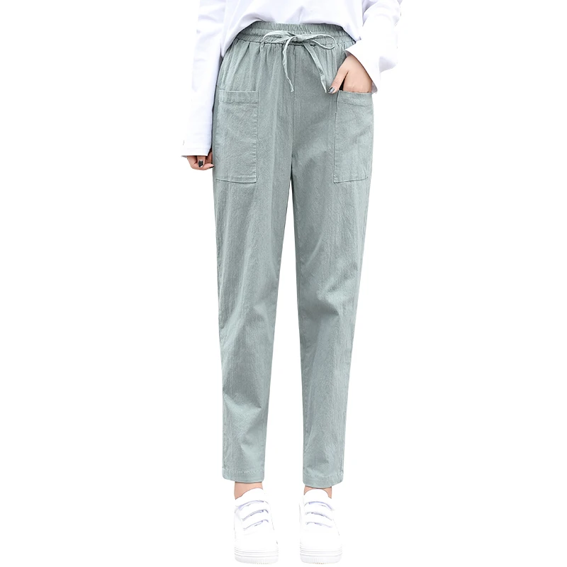 

Women Calf-Length Pants Casual 91%-99% Cotton 2019 New Leisure Hallen Pants Loose Women's Pants Size S-XXXL HJH