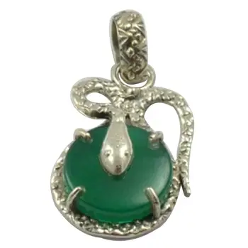 

Lovegem Nature Green Onyx Pendant 925 Sterling Silver, 35 mm, MHBAP4909