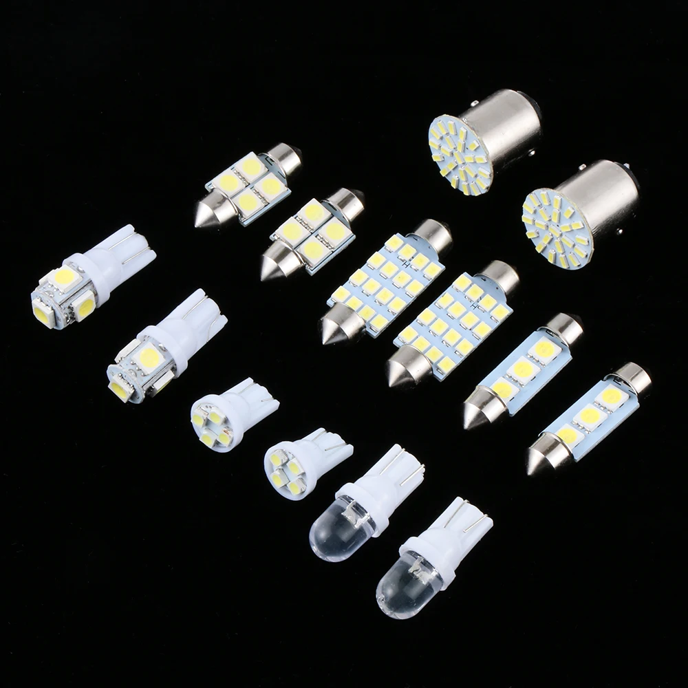

14pcs White LED 1157 T10 31 36mm Car Interior Light Kit Set Auto Map Dome License Plate Door Lamp