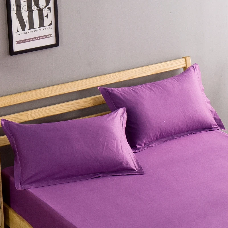 Home Textile 2 Piece Purple Pillowcases High Quality 100 Cotton Sleeping Pillow Cover Pure