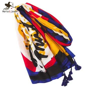 

Marte&Joven Unique Graffiti Printed Long Scarf for Women Fashion Soft Autumn Winter Warm Shawls Pashmina Elegant Ladies Hijab