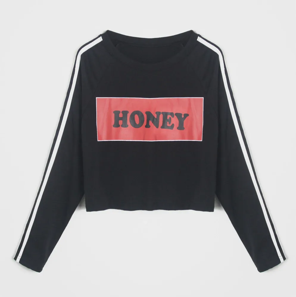 Women Stripe Letter Print O-Neck Casual Top Ladies Long Sleeve Blouse hoodies women hoodies women 2018 New