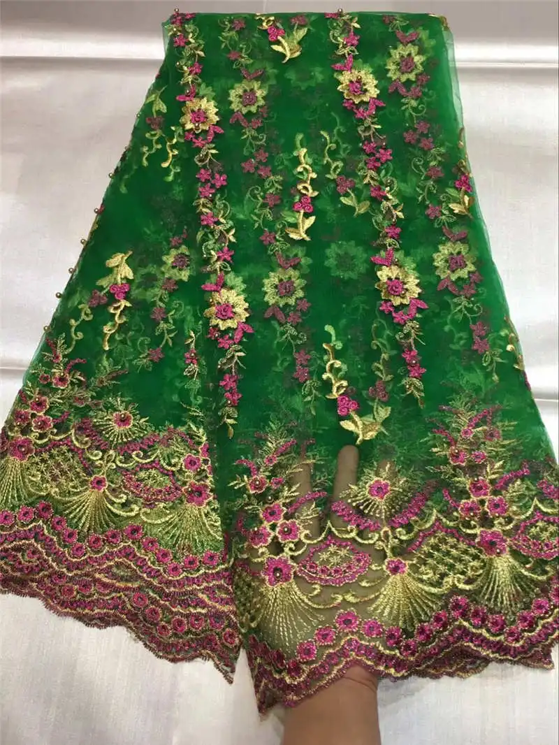 

Wholesale cheap lace french net lace fabric with beaded 2018 high quality african tulle lace fabric for women wedding or dress