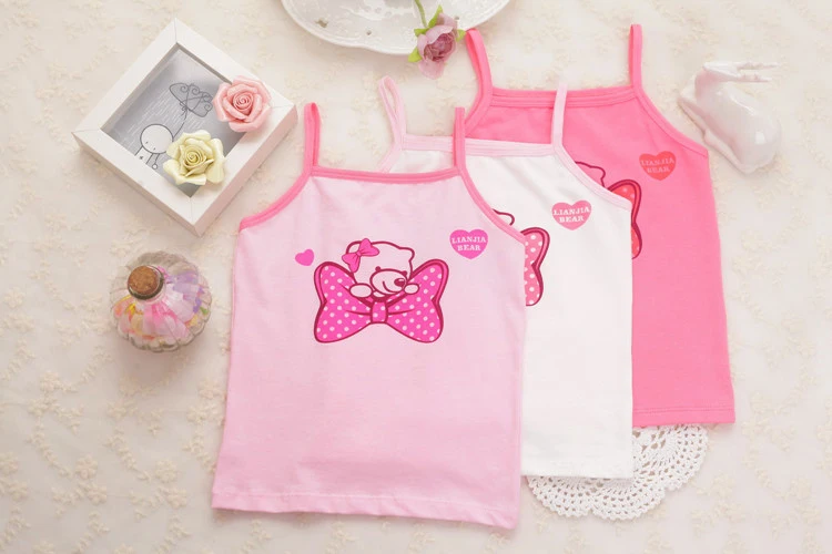 

3Pcs/lot Soft Cutegirls Tanks Fashion Cartoon Vest Children Printing Vest Girls Clothes Suitable for 2-8years