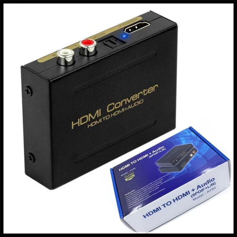  V1.4 HDMI to HDMI Converter Extractor Splitter SPDIF R/L+Video Audio outHDCP Remover US & EU Plug A
