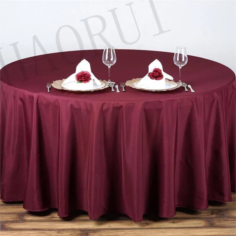 10pcs Customize Table Cover Polyester Cotton Fabric 90'' Round Burgundy Luxury Dining