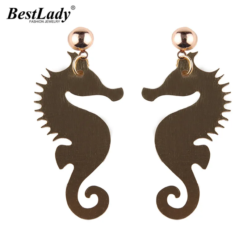 

Best lady New Arrival Cute Seahorse Statement Drop Earrings For Women Jewelry Bohemian Party Bijoux Maxi Fashion Dangle Earrings