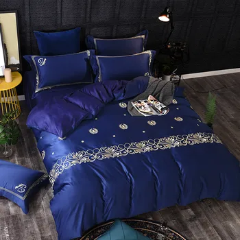

IvaRose Washed silk embroidery 4 pcs Bedding Set Queen King size Duvet Cover Set Bed Linen Bedclothes