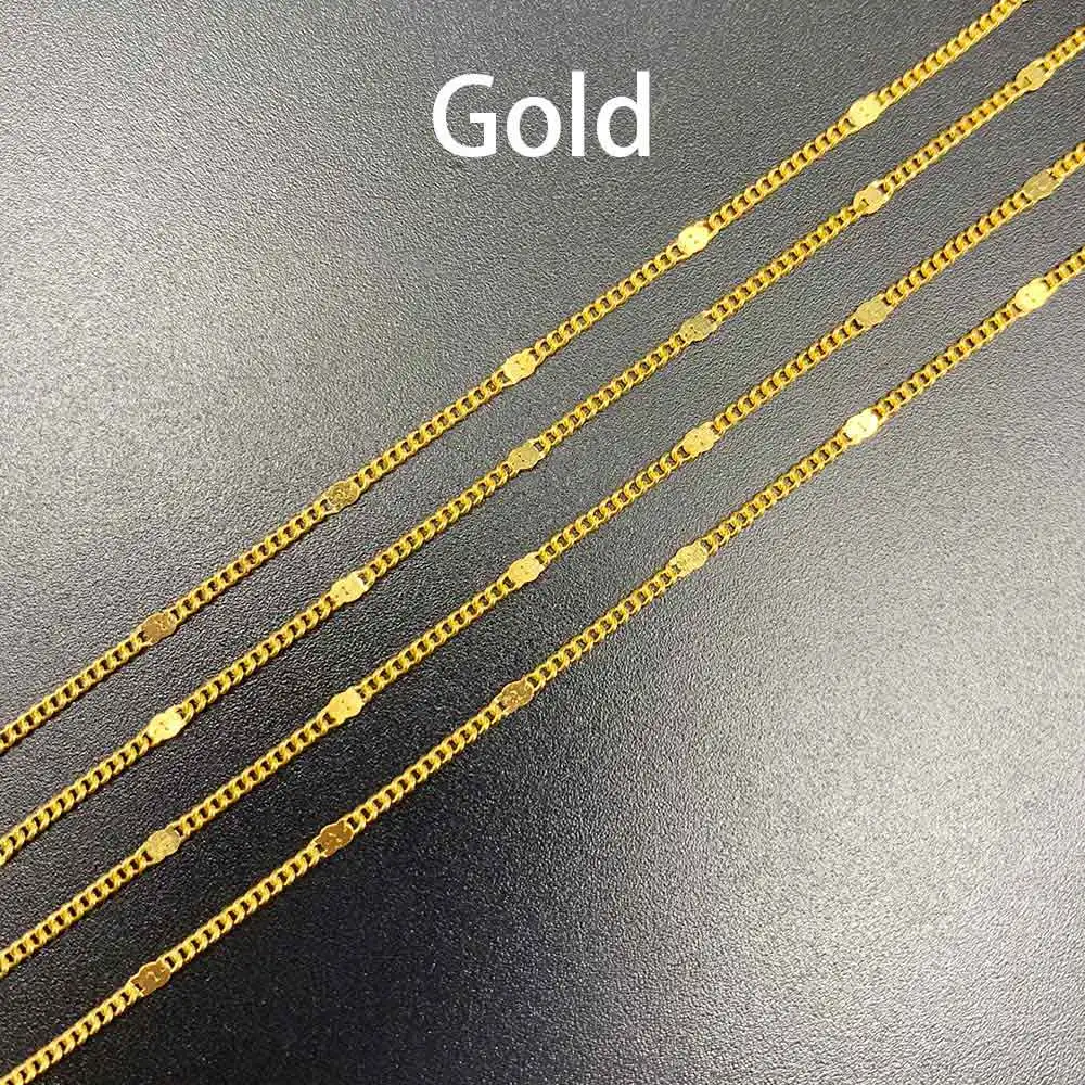 5 м 10 м/лот Серебряный, Золотой, родиевый позолоченные цепочки для ожерелья латунные объемные звенья цепи для DIY материалы для изготовления ювелирных изделий оптом