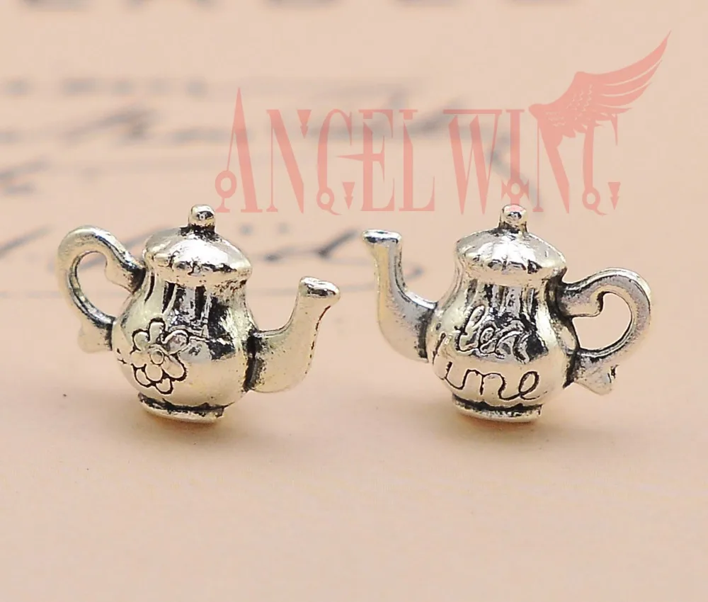 

20pcs/lot--7x15x13mm, Teapot chams, Antique silver plated 3D Teapot charms,DIY supplies, Jewelry accessories