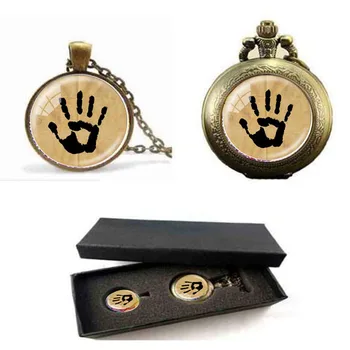

Handmade Skyrim Dark Brotherhood Mysterious Note in a Glass Cabochon Dome Pendant Necklace pocket watch with free box