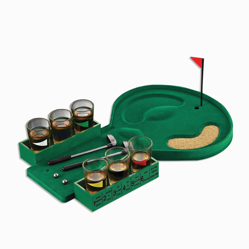 1 jeu de Mini Golf à boire avec 6 jouets de fête en verre à liqueur cadeaux de nouveauté Gag jouet jeux de société de famille Portable pour Bar de boîte de nuit