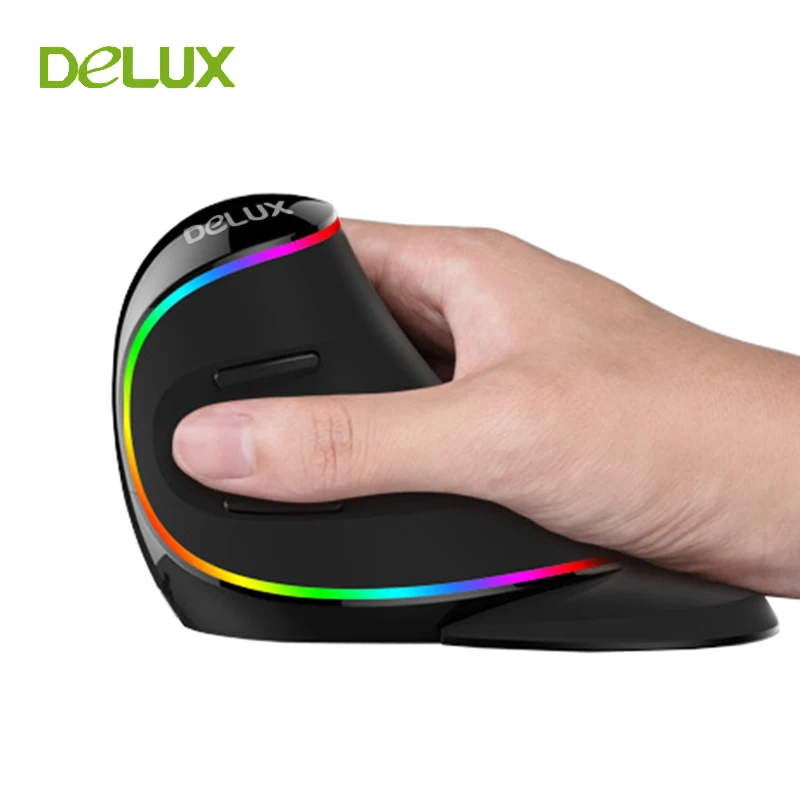 Оригинальная Delux M618 Plus компьютерная RGB вертикальная мышь эргономичная USB 4000 dpi оптическая Mause беспроводная мышь для ПК настольного ноутбука