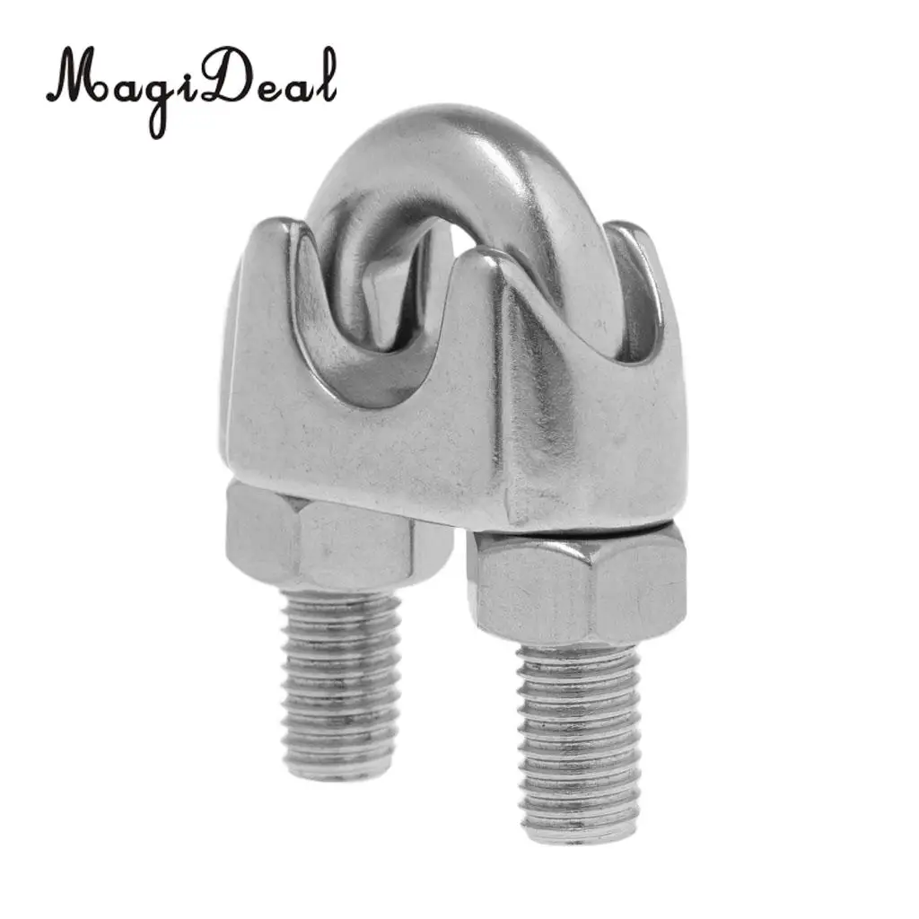 MagiDeal Strong Stainless Steel Wire Rope Grip Clamps Cable Clip U