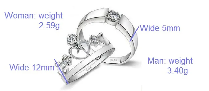 Vintage Silver Jewelry Crown Ring Wedding Rings for Men and Women Couple Rings Accessories White Jewelry Bijoux Uloveido J413