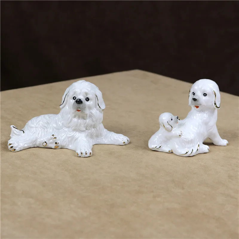 MALTESE puppy TiNY Dog FIGURINE Resin HAND PAINTED MINIATURE Mini Small Statue