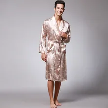Plus Size Men's Satin Robe Dragon Luxurious Silk Spa Long Sleeve House Kimono Bathrobe Plus Size Men's Satin Robe Dragon Luxurious Silk Spa Long Sleeve House Kimono Bathrobe