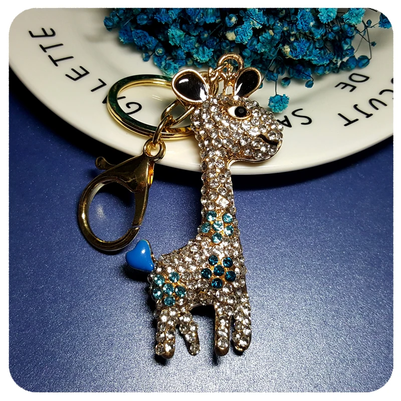 

3D Design Cute Crystal Giraffe Style Handbag Charm Accessory Fantastic Key Chain Ornament Gift