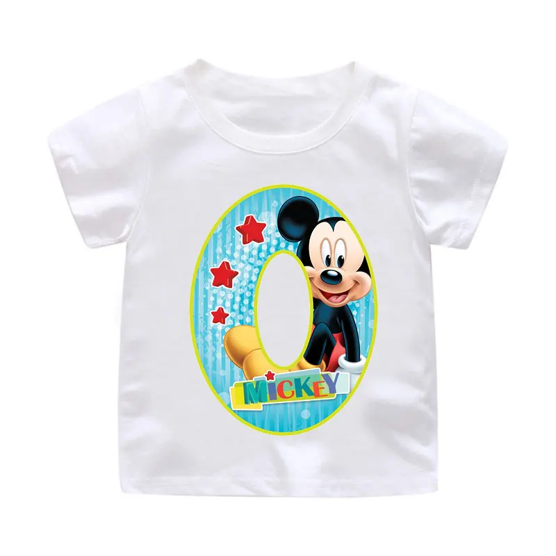 ZSIIBO Birthday T-shirt Boy Girl Letter Cartoon Mouse Print Summer short sleeve O-neck Tees Children clothing Kids tops CX6L102 - Цвет: Bai00