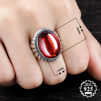

13*18mm 6.18 Sale S925 Sterling Silver Australia Ruby Rings good taste Rings handicraft Gemstone Retro Chalcedony