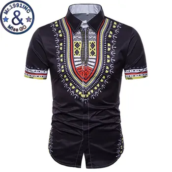 

Mens African Dashiki Dress Shirts 2018 Brand New Slim Fit Short Sleeve Shirt Men Summer Casual Shirt Camisa Social Masculina 3XL