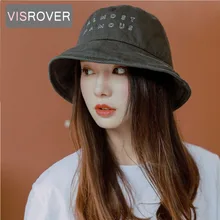 VISROVER, 11 цветов, женская панама с вышивкой, для отдыха, складная, моющаяся, мягкая ткань, однотонная бейсболка, шляпа-ведро