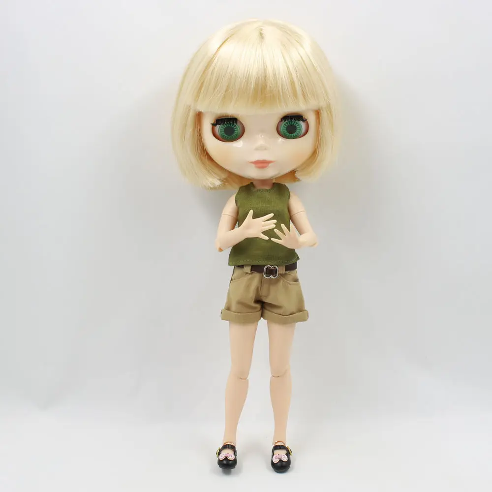 Одежда для кукол DBS blyth белого и синего джинсового пальто короткий подходит 1/6