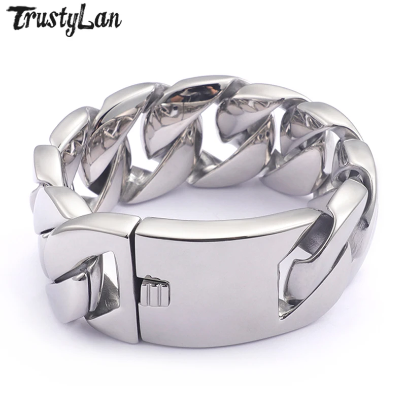 TrustyLan, новинка, 26 мм, ширина, 23 см, длинный Браслет, Heren, панк-рок, твердый, тяжелый, нержавеющая сталь, браслет-цепочка, для мужчин, лучший друг, ювелирные изделия