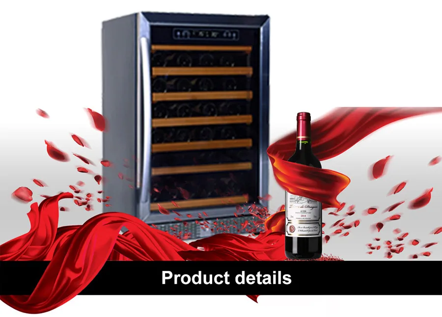 Smad 46 Bottle Single Zone Compressor Wine Cooler with Wooden Shevles-Stainless Steel