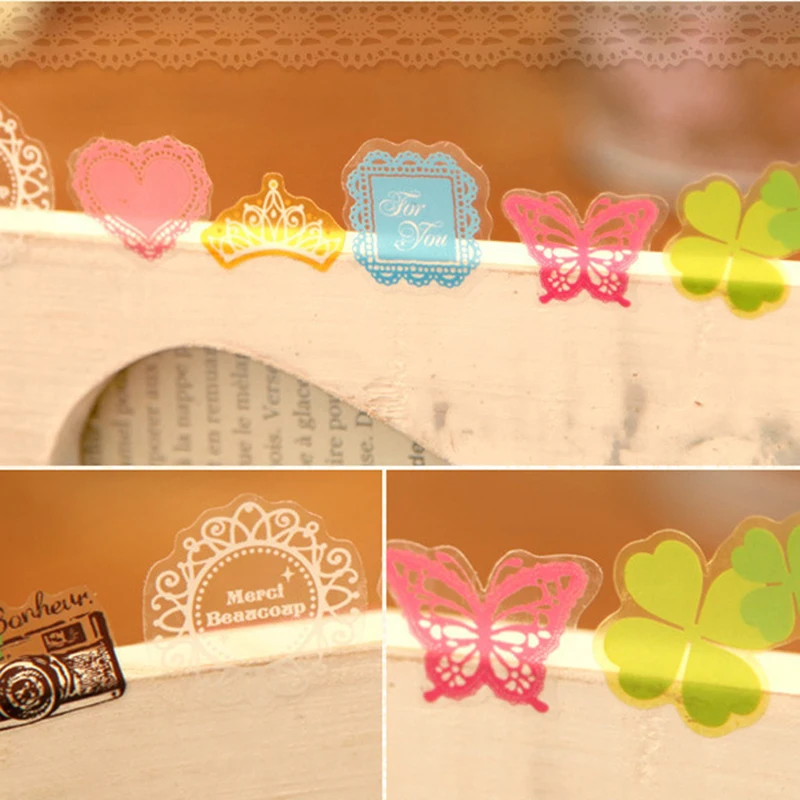 

70 Pcs Princess Four Leafs Stamp Series Small Fresh and Lovely Transparent PVC Sticker Mobile Phone Cartoon Child Sticker Toy