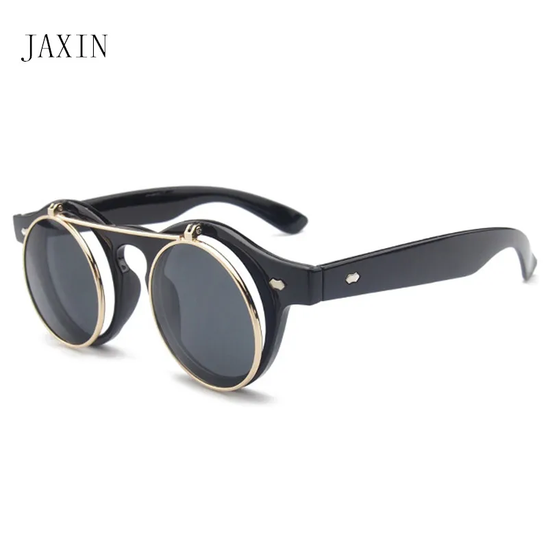 

JAXIN Round retro Double-layer Sunglasses Women Fashion Steampunk Black Sun Glasses Ms brand design trend wild eyewear Glasses