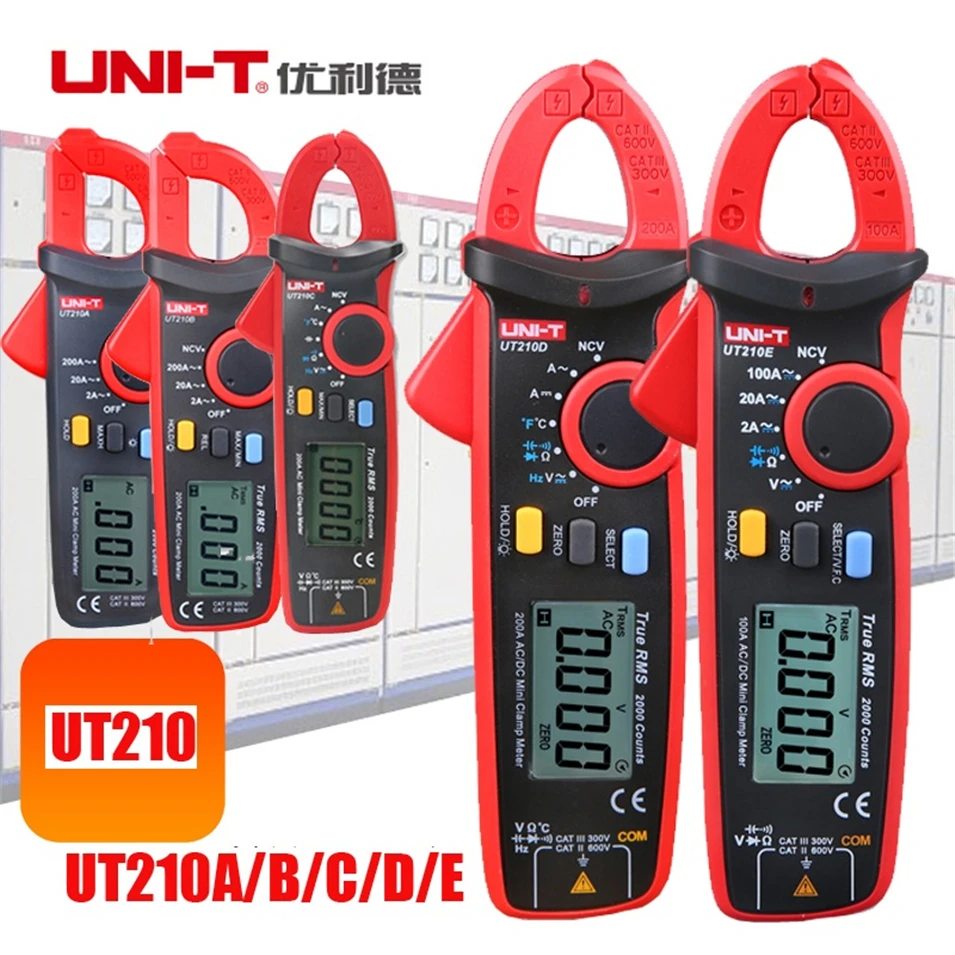 

UNI-T UT210A UT210B UT210C UT210D UT210E True RMS Mini Digital Clamp Meters AC/DC Current Voltage Auto Range VFC Capacitance