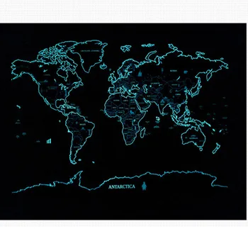 

Night Luminous Scratch Map Fluorescent Starlight World Personalized Travel Vacation Home Decor Gift Double Side Wall Sticker