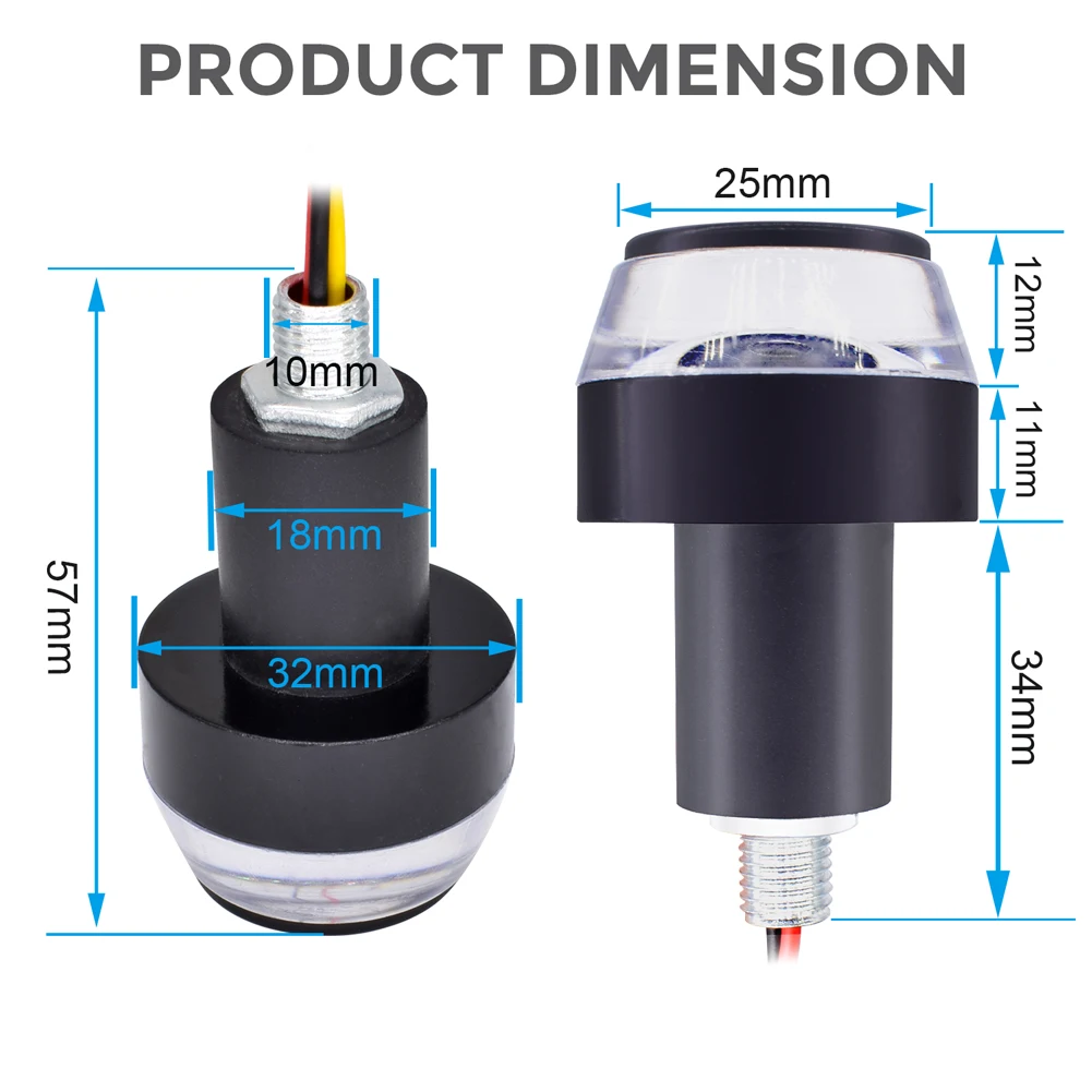 2Pcs Motorcycle Bike Handlebar Bar End LED Turn Signal Light For 22mm 7/8'' 12V 2Pcs Motorcycle Bike Handlebar Bar End LED Turn Signal Light For 22mm 7/8'' 12V