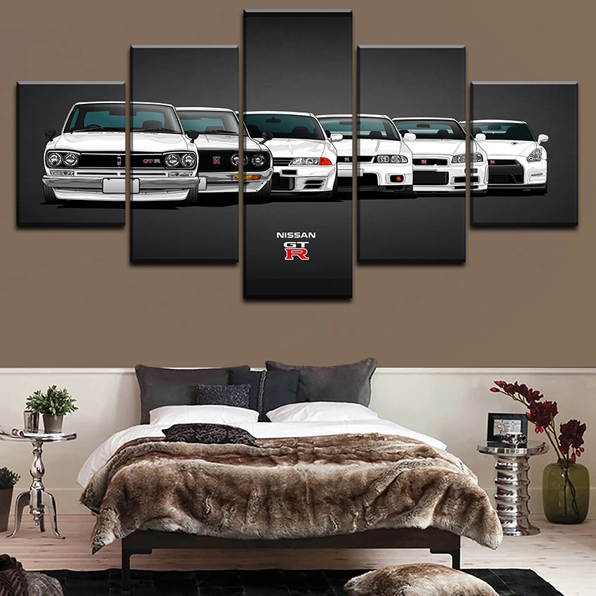 

Canvas Painting HD Print Modular Artwork Modern 5 Pieces Nissa Skyline Gtr Car Pictures Home Decorative Wall Art Unique Poster