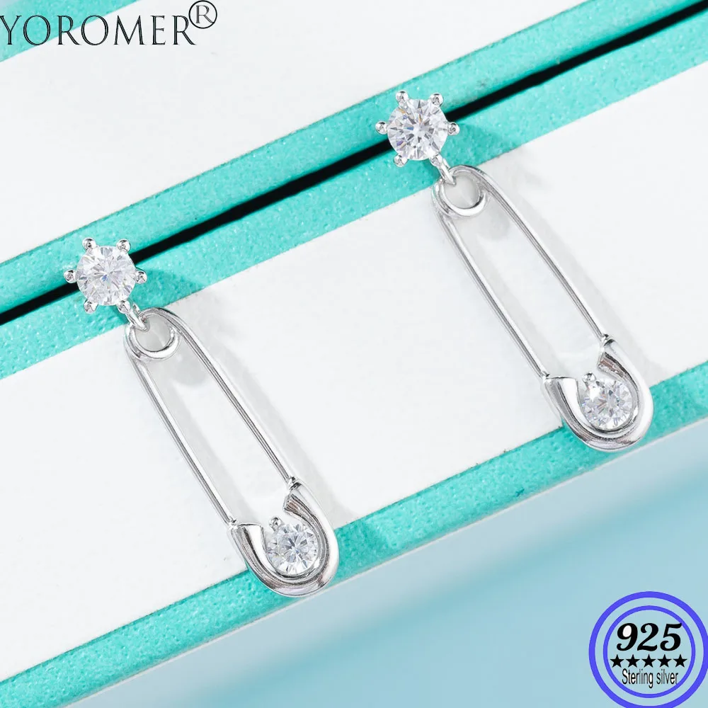 

YOROMER 925 sterling silver earrings zirconia small pin Drop earring women simple Dangle earring fashion Jewelry white