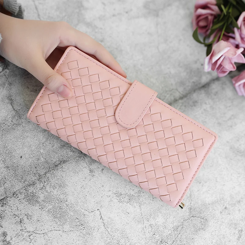 

KISS ME Ins Wallets Long Hand Weaving Wallets Fashion Large Capacity Wallets 1PCS