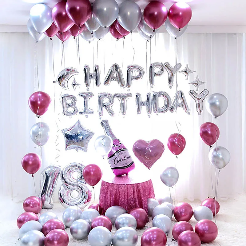 1 компл. Хромированные золотые серебристые металлические шары для мальчиков и девочек 18th Happy Birthday украшения Вечерние Декорации для комнаты на день рождения воздушные шары - Цвет: style 2