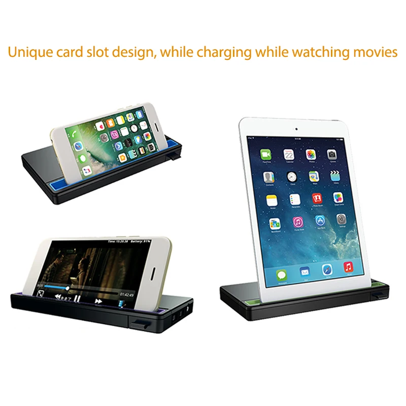 

Dual USB 10000mAh Type-C Power Bank Charger For Mobile Phone 7 7plus Smartphone Tablet Battery Charging With Card Slot