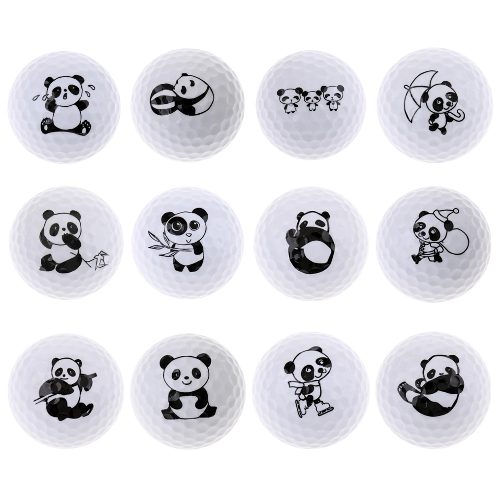 Golf Driving Range Practice Ball Cute Panda Printed Golf Ball Elastic Lightweight Flexible Golf Accessories Ball