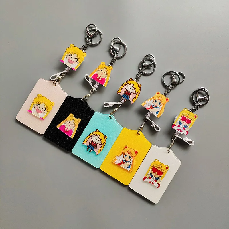 

Fashion Kawaii Cartoon Name Credit Card Holders Bank Card Retractable Id Card Bus ID Card Holders Identity Badge with Keychain