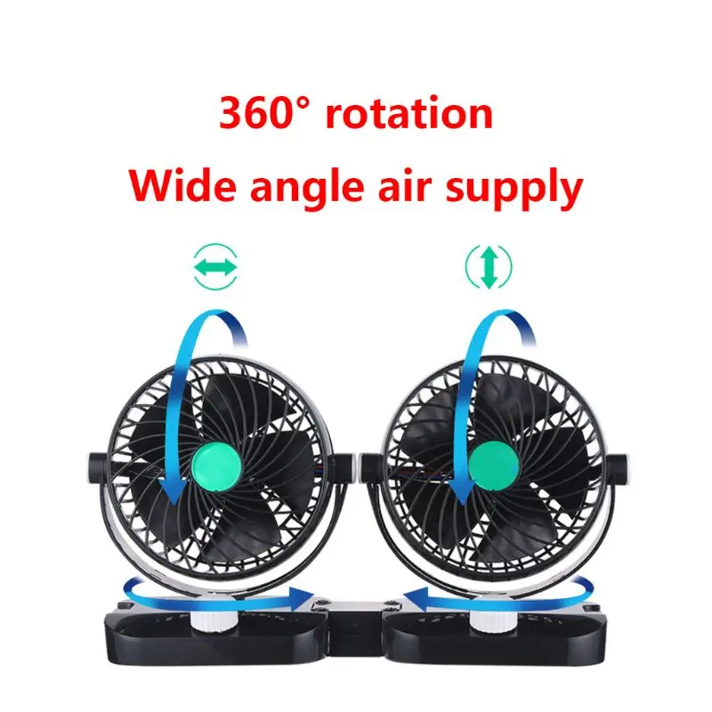 

12V/24V 360 Degree All-Round Adjustable Car Auto Air Cooling Dual Head Fan Low Noise Car Auto Cooling Air Fan Car Accessory